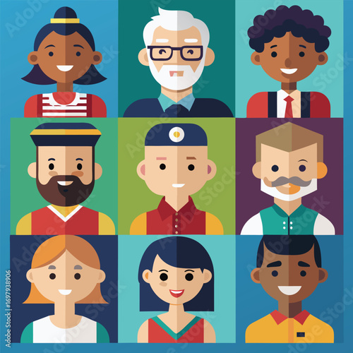 Diverse group of people illustrations in modern flat design