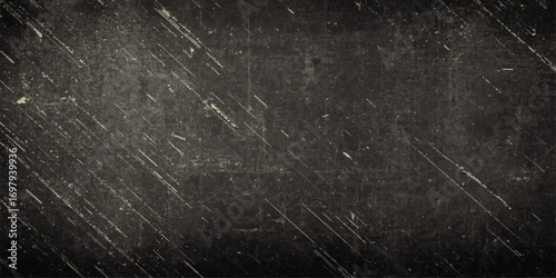 Texture of a spider web with dew drops on a dark, vintage metal surface