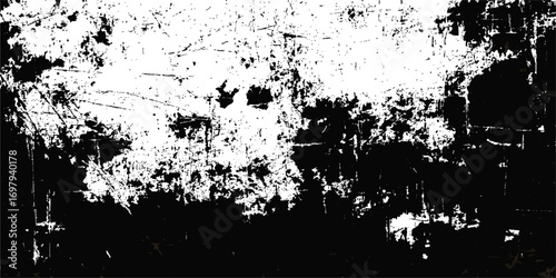 Abstract dark grunge texture background with a floral splatter ink silhouette