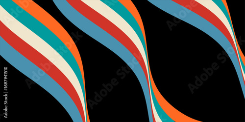 Collection of 70s poster, banner, cover, card. background . Set of retro wall decoration, groovy, trippy, colorful line. Vintage hippie wall art for interior, decorative, dots flayer simple and trendy