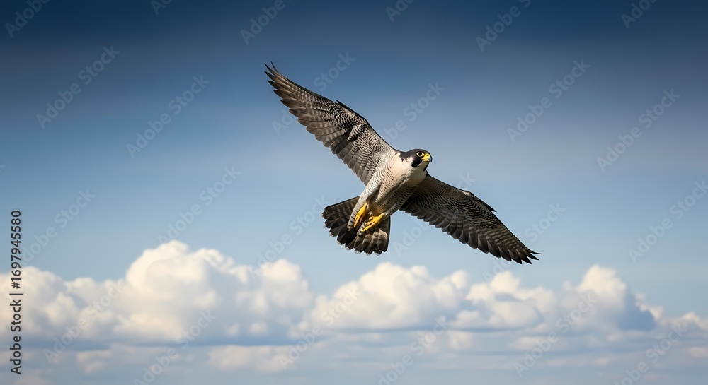 Obraz premium Bird Flying in Blue Sky 