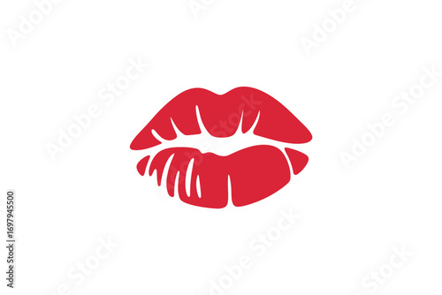 Vector icon of a red kiss mark. Glamorous lipstick print illustration isolated on a white background