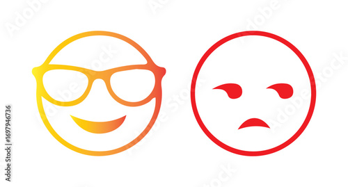  Emoji faces icon. colorful flat style. Include smile, happy, sad, angry, and surprised  vector illustration eps 10