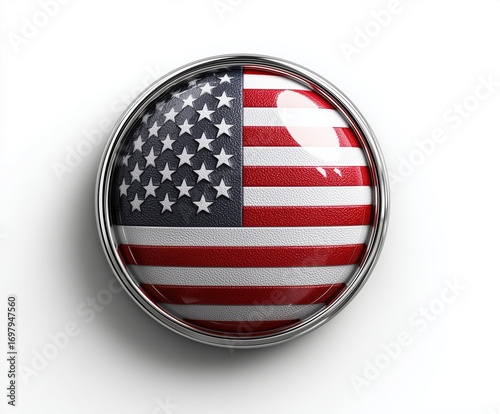 Circular icon with american flag design on white background