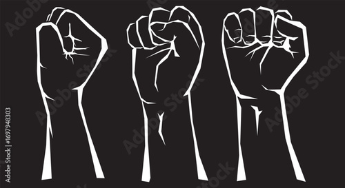Illustration of a clenched fist, Freedom and protest symbol design style