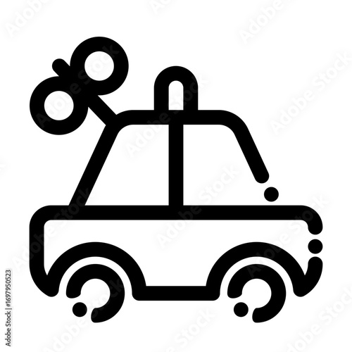 line art icon of a toy car for a birthday event