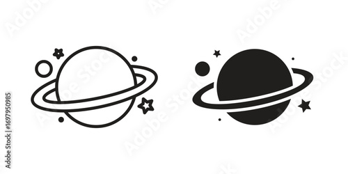 Planet saturn icon symbol for logo, web, app designs.