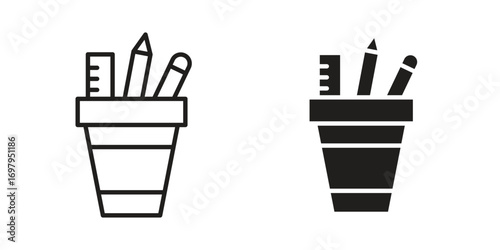 Pencil box icon symbol for logo, web, app designs.