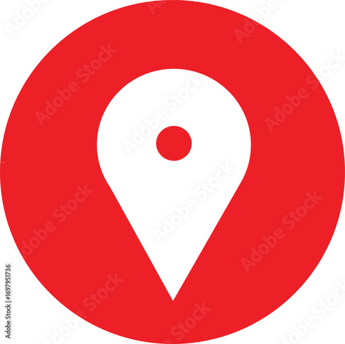 red map pointer icon on red background