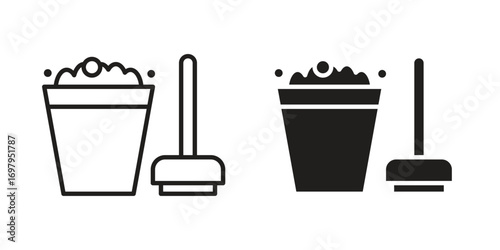 Mop cleaning icon symbol for logo, web, app designs.