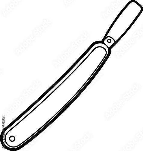 Vintage barber straight razor line art isolated on white background isolated on transparent background