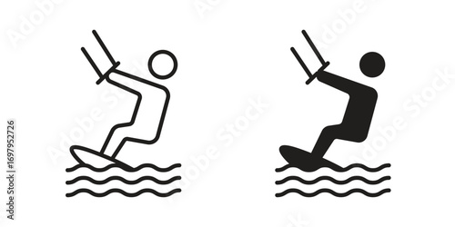Kitesurf sign icon symbol for logo, web, app designs.