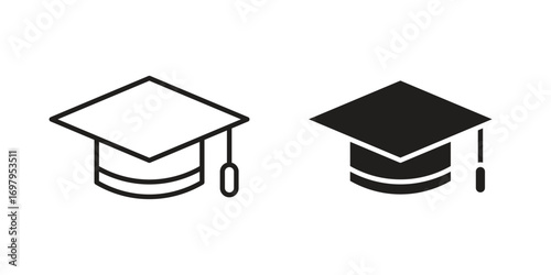 Graduation hat icon symbol for logo, web, app designs.