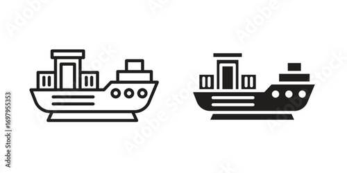 Container ship icon symbol for logo, web, app designs.