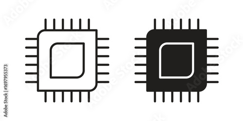 Computer microprocessor icon symbol for logo, web, app designs.