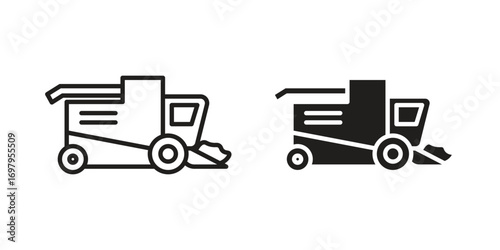 Combine harvester icon symbol for logo, web, app designs.