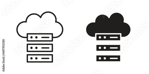 Cloud server icon symbol for logo, web, app designs.