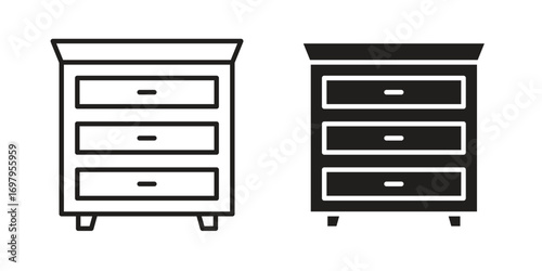Chest of drawers icon symbol for logo, web, app designs.
