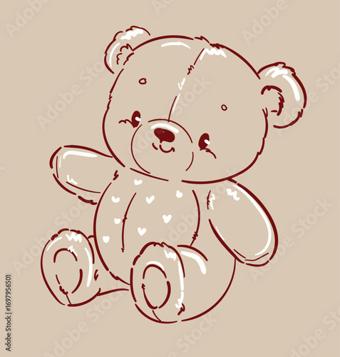 teddy bear vector hand drawn illustration cute print design for kids 