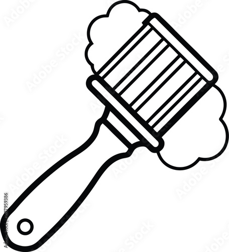 Flat style icon of a shaving brush with foam isolated on white background isolated on transparent background