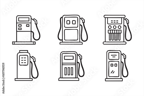 Fuel Pump and Gasoline Dispenser Vector Pack for Automotive Design