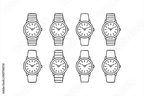 Luxury and Casual Watch Vector Collection with Different Straps