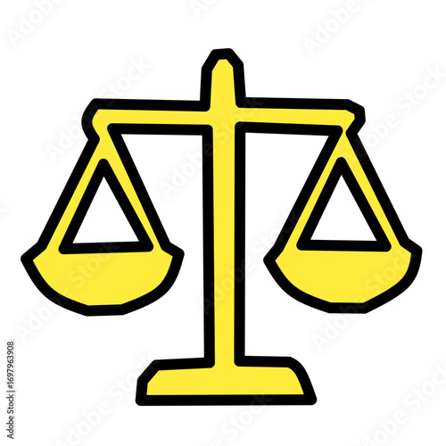 Scales of Justice Yellow Icon - Balance and Law Symbol