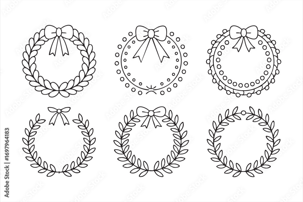 Fototapeta premium Minimal Black and White Holiday Wreaths