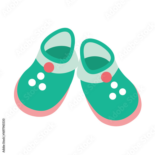 Charming pair of baby shoes clean and simple design on a pure white background for versatile use