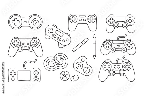 Minimal Video Game Controller Illustrations for Entertainment Graphics