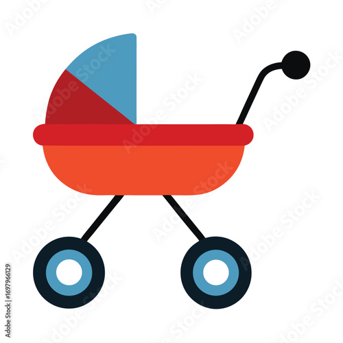 Modern baby stroller with wheels and canopy perfect for transportation and travel illustrations
