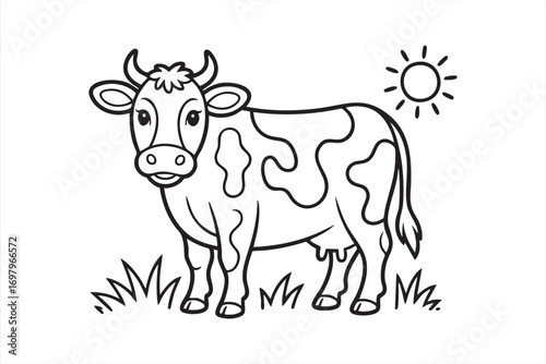 Dairy Cow Outline Drawing for Agriculture and Farming Graphics