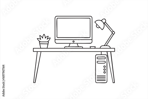 Minimal Office Desk Design Illustration for Business Graphics