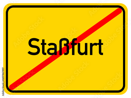 Illustration of a city exit sign for the city of Staßfurt