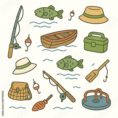 seamless pattern with fishing
