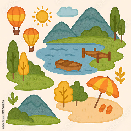 landscape with trees and mountains