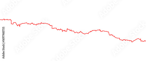 Red line graph showing a downward trend isolated on transparent background