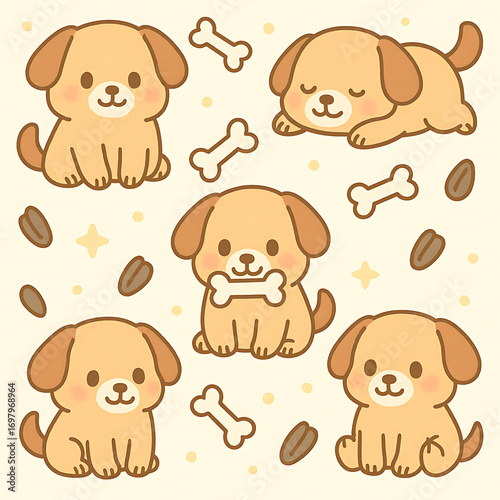seamless pattern with puppies