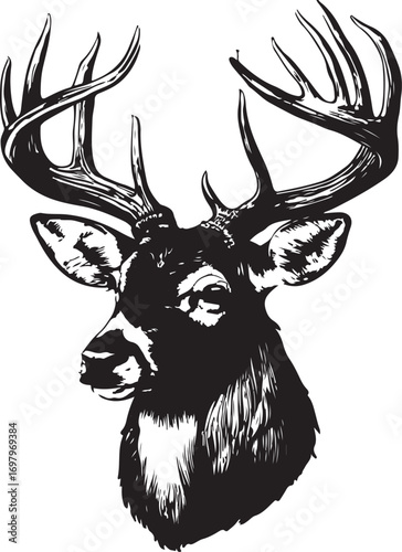 Black deer head illustrations