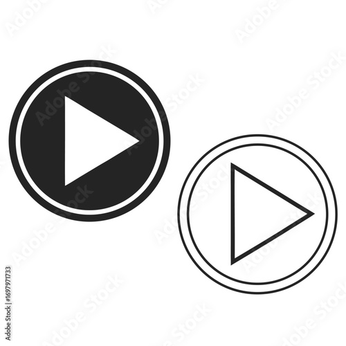 Play Button Icons Solid and Outline Versions Keywords: play button, play icon, video play, audio