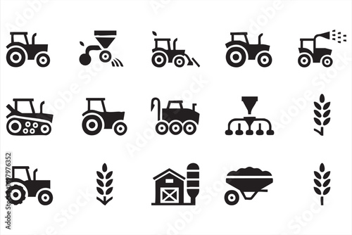 Recycling and renewable energy icon set for sustainable farming projects