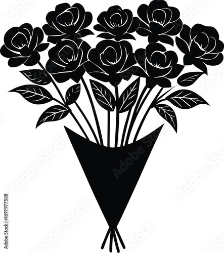 Flower glyph and line vector illustration