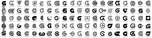 big bundle abstract letter G logo design. modern logotype G design with black color. vector illustration