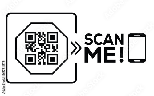 QR code scan icon set. Scan me frame. QR code scan for smartphone. QR code for mobile app, payment and identification. Vector illustration.