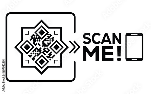 QR code scan icon set. Scan me frame. QR code scan for smartphone. QR code for mobile app, payment and identification. Vector illustration.