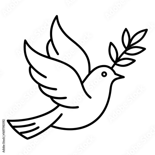 Dove with Olive Branch Vector Illustration Symbolizing Peace and Hope in Modern Design for Prints and Web Graphics