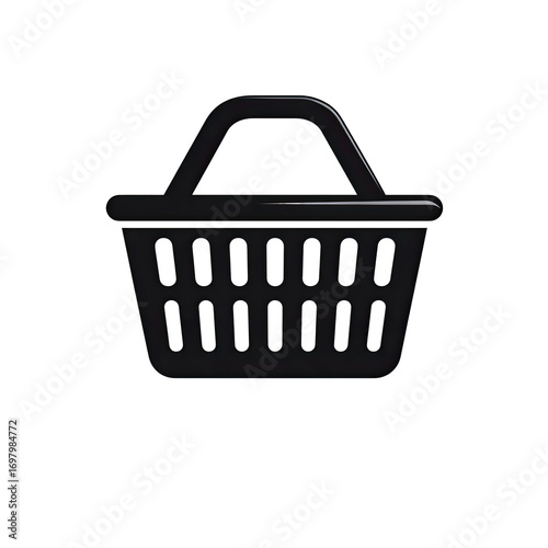 Dark gray shopping basket icon.  Glossy, 3D style