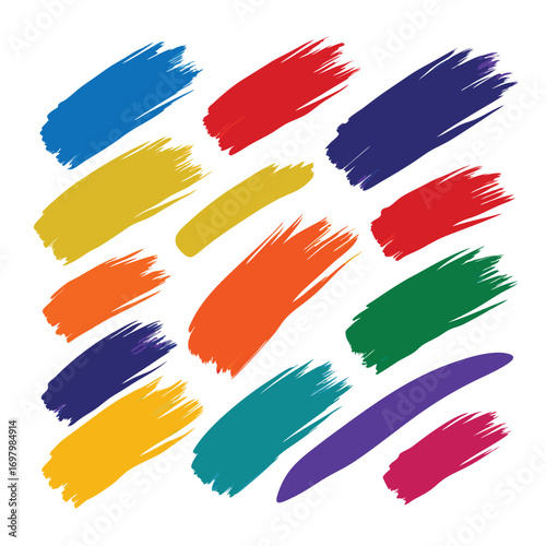 Colorful brushstrokes in various hues, creating a vibrant and dynamic abstract design element.