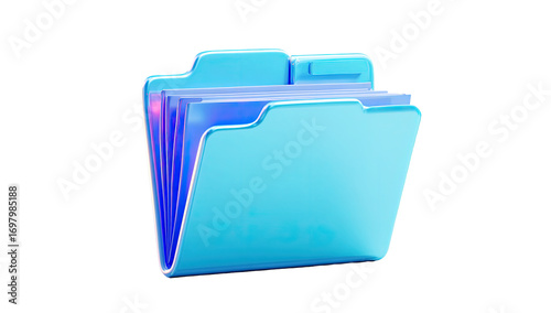 3D rendered light-blue folder icon, vibrant colors, graphic design