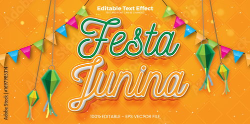 Festa Junina effect editable text effect in modern trend style